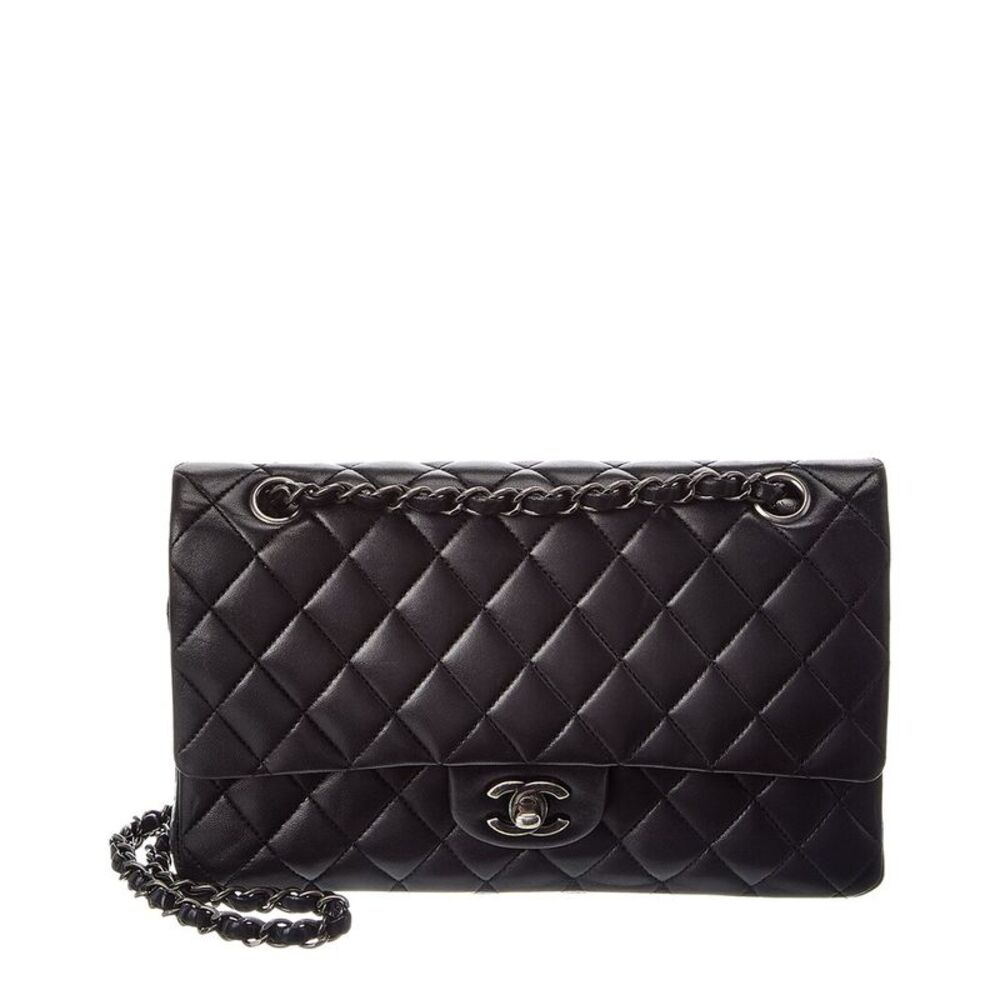 Chanel Black Quilted Leather Medium Double Flap (Authentic Pre-Loved)